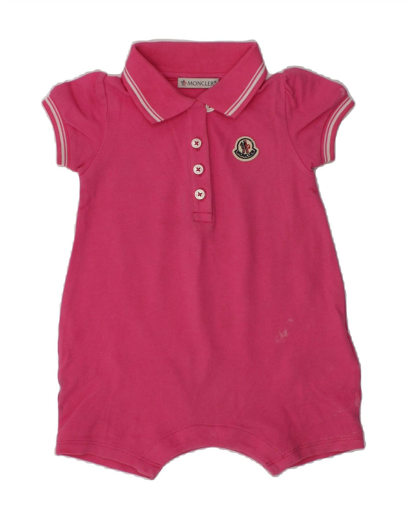 MONCLER Baby Girls Bodysuit 9-12 Months Pink Cotton | Vintage Moncler | Thrift | Second-Hand Moncler | Used Clothing | Messina Hembry 