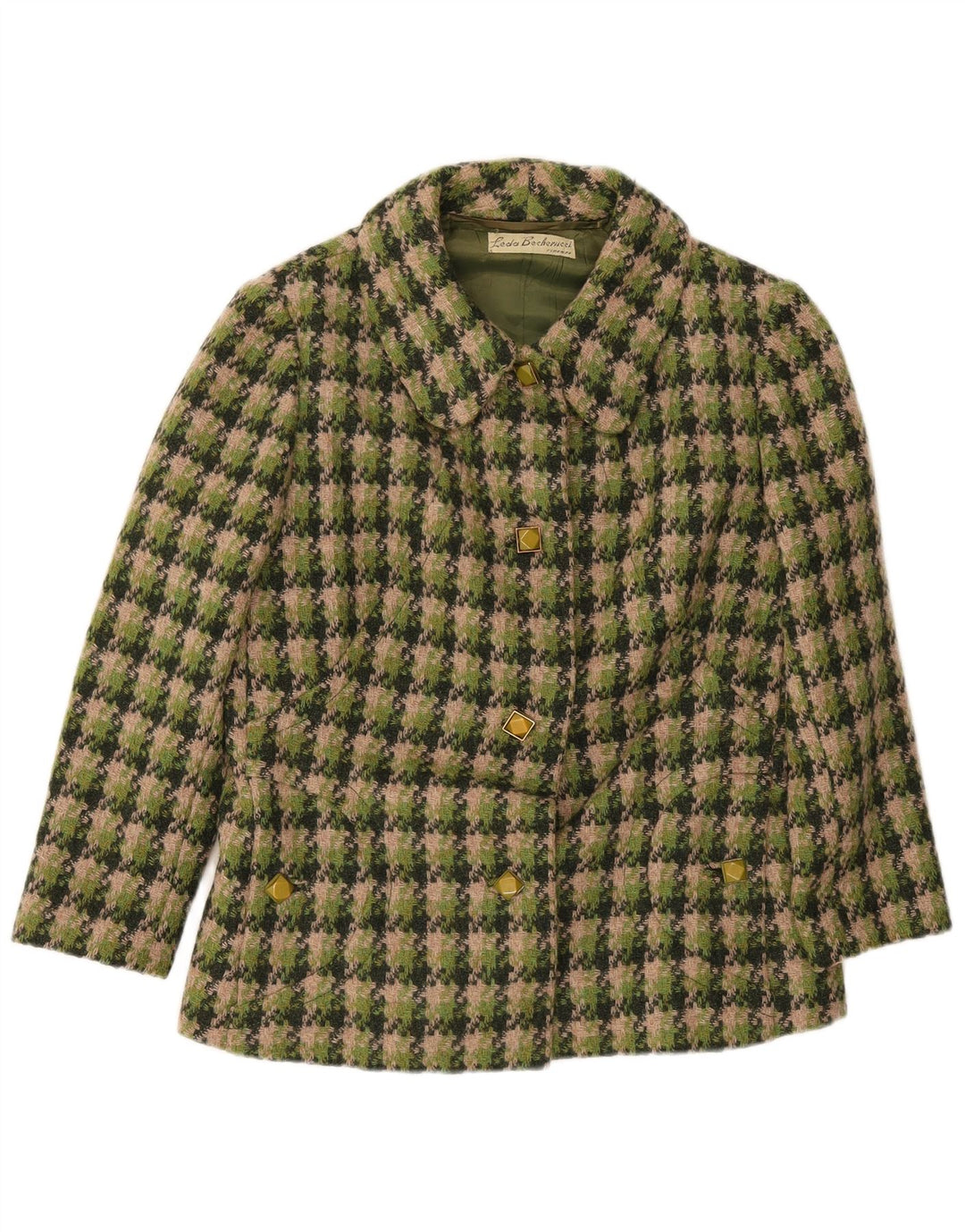 Vintage Womens 4 Button Blazer Jacket UK 14 Medium Green Check