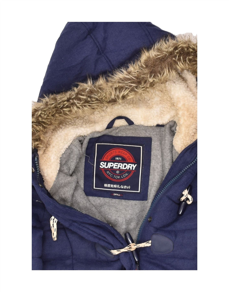 SUPERDRY Womens Hooded Padded Coat UK 10 Small Navy Blue | Vintage Superdry | Thrift | Second-Hand Superdry | Used Clothing | Messina Hembry 