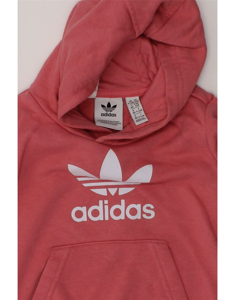 ADIDAS Baby Girls Graphic Hoodie Jumper 9-12 Months Pink Cotton | Vintage Adidas | Thrift | Second-Hand Adidas | Used Clothing | Messina Hembry 