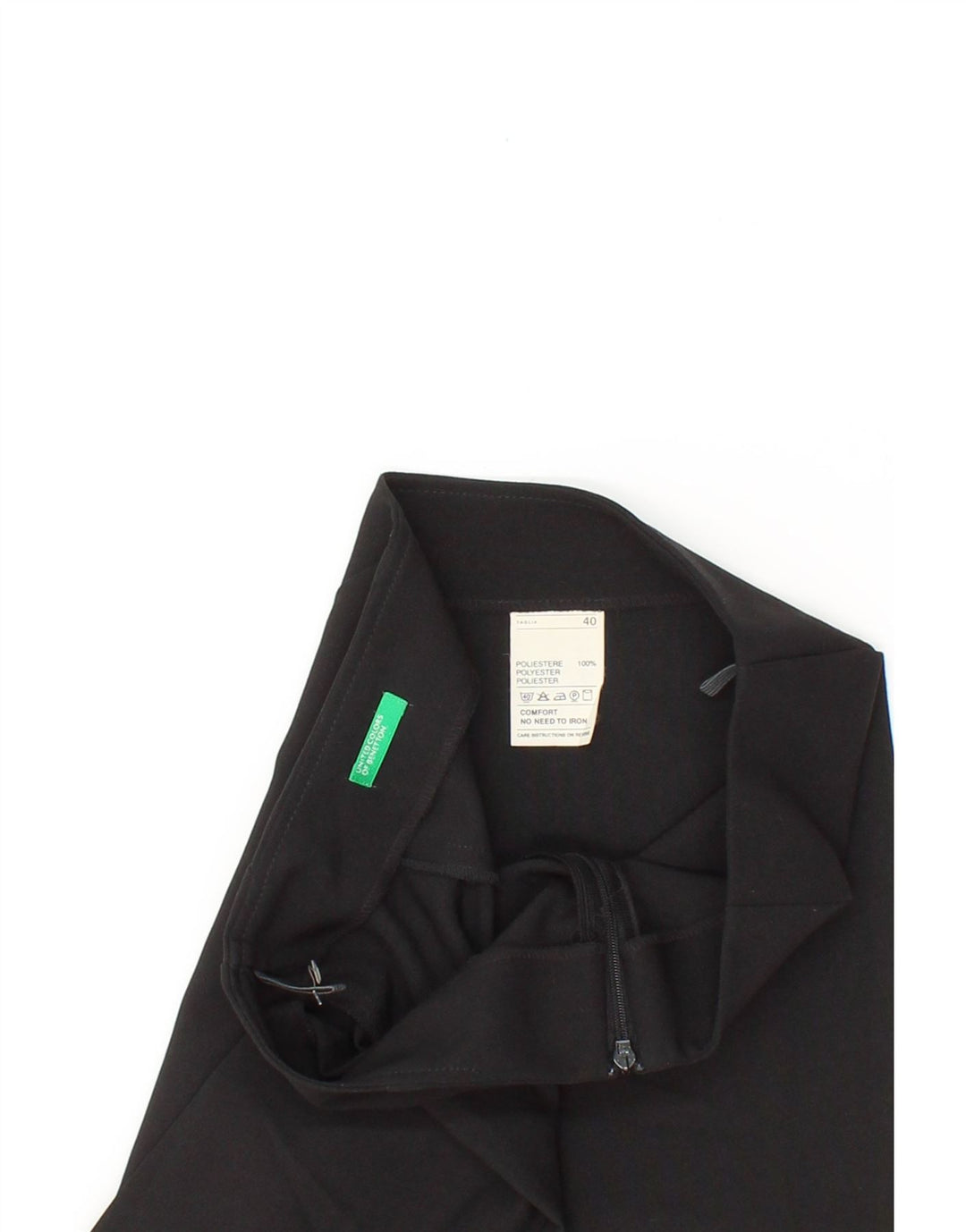 BENETTON Womens Straight Skirt IT 40 Small W28 Black Polyester Vintage Benetton and Second-Hand Benetton from Messina Hembry 