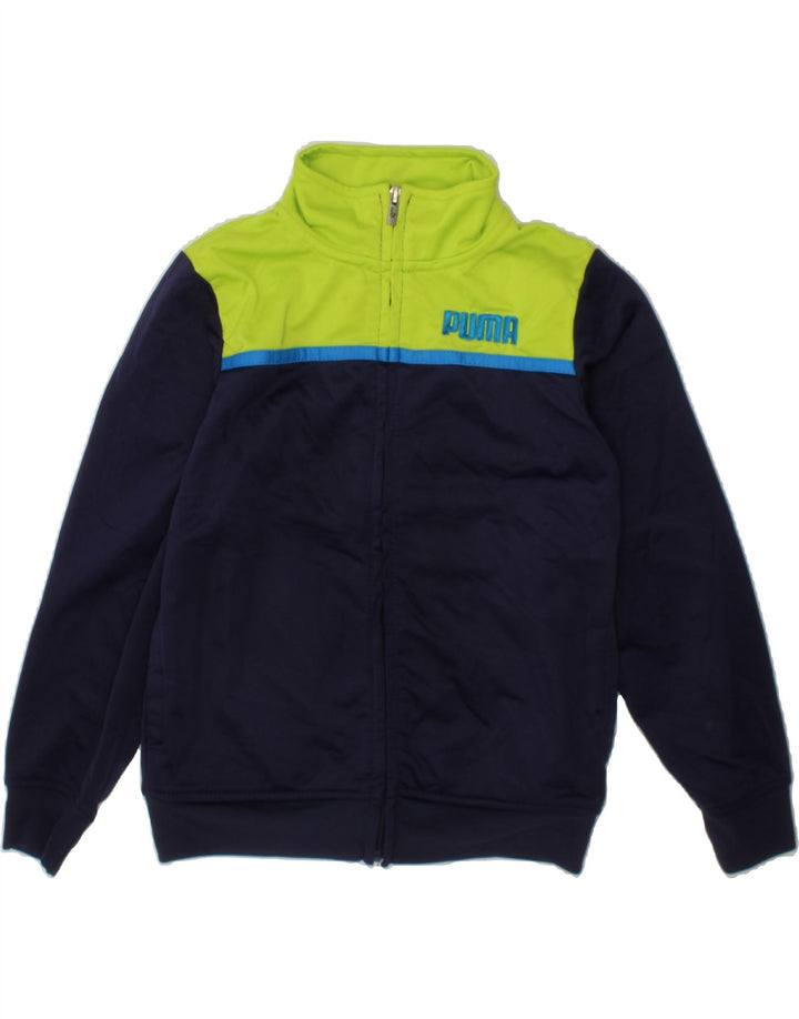 PUMA Boys Tracksuit Top Jacket 5-6 Years XS Navy Blue Colourblock Vintage Puma and Second-Hand Puma from Messina Hembry 