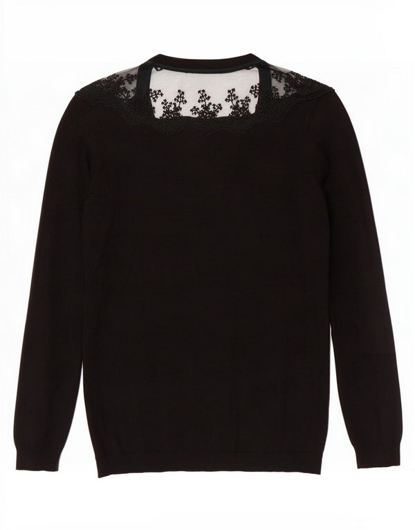 Zara Womens Cardigan Sweater UK 12 Medium Black Floral Viscose