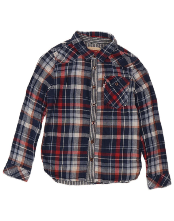 Levi's Boys San Francisco Long Sleeve Shirt 7-8 Years Navy Blue Plaid