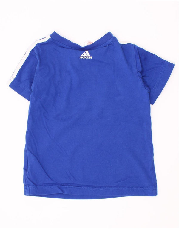 Adidas Baby Boys Graphic T-Shirt Top 9-12 Months Blue Colourblock Cotton