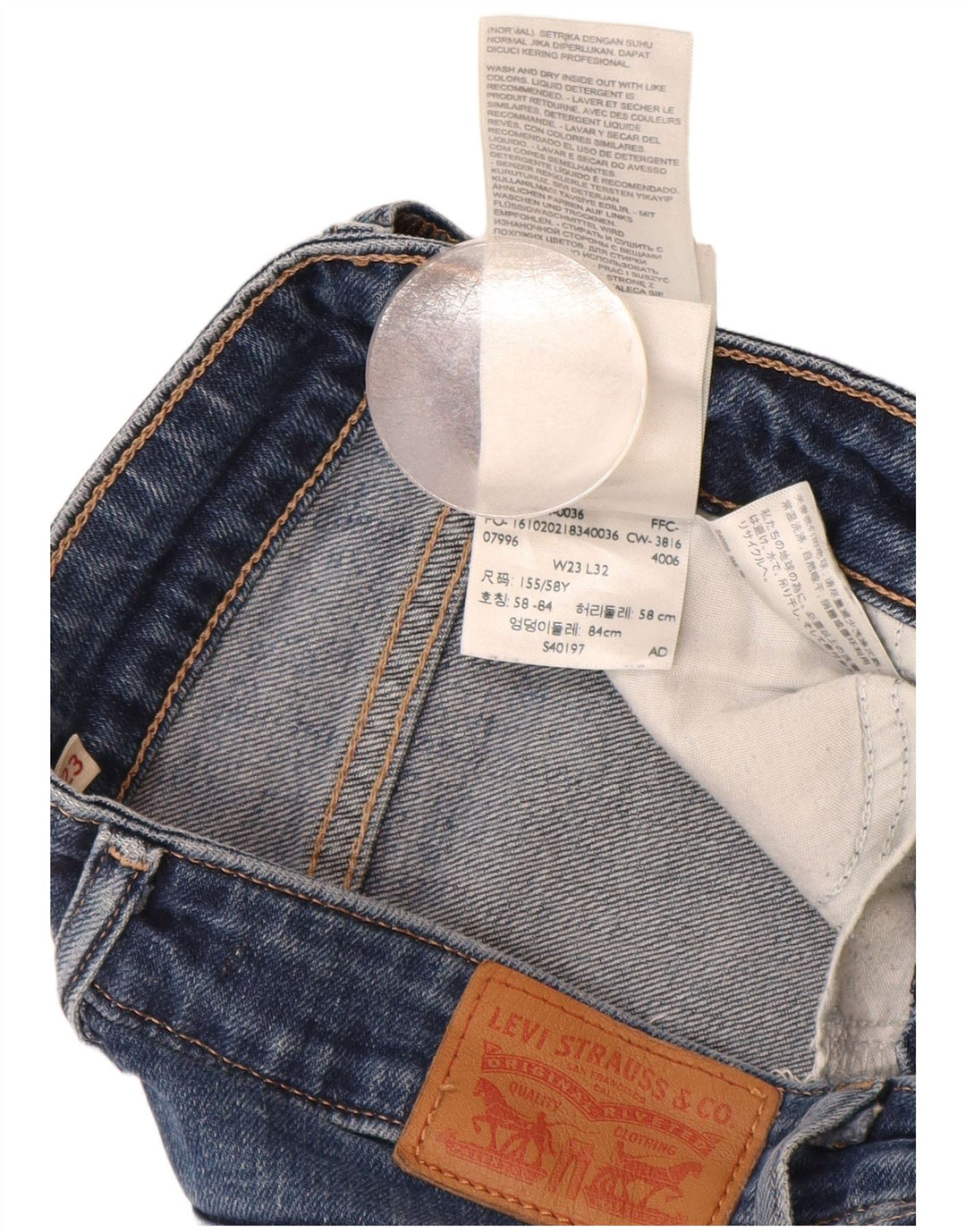 Levi's Womens 714 Straight Jeans Size 23 W23 L28 Blue Cotton
