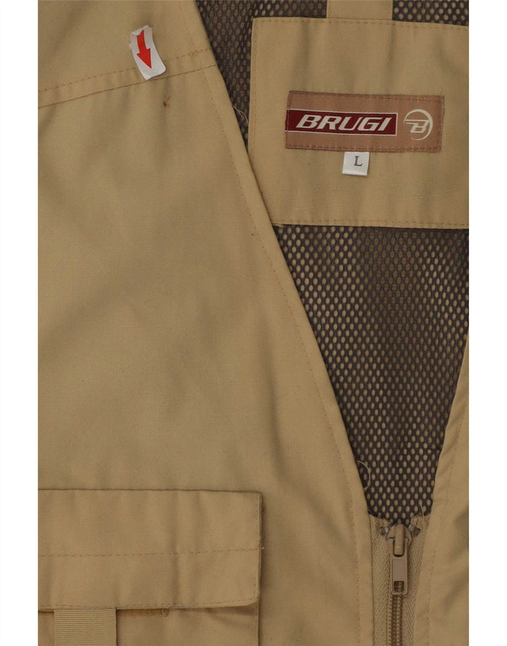 Brugi Mens Utility Gilet UK 40 Large Khaki Polyester