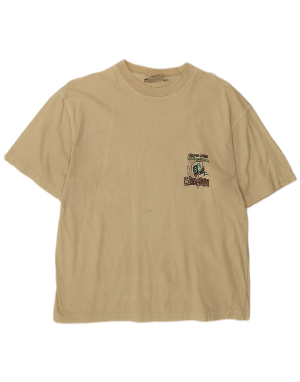 Weird Fish Mens Graphic T-Shirt Top Medium Beige Cotton