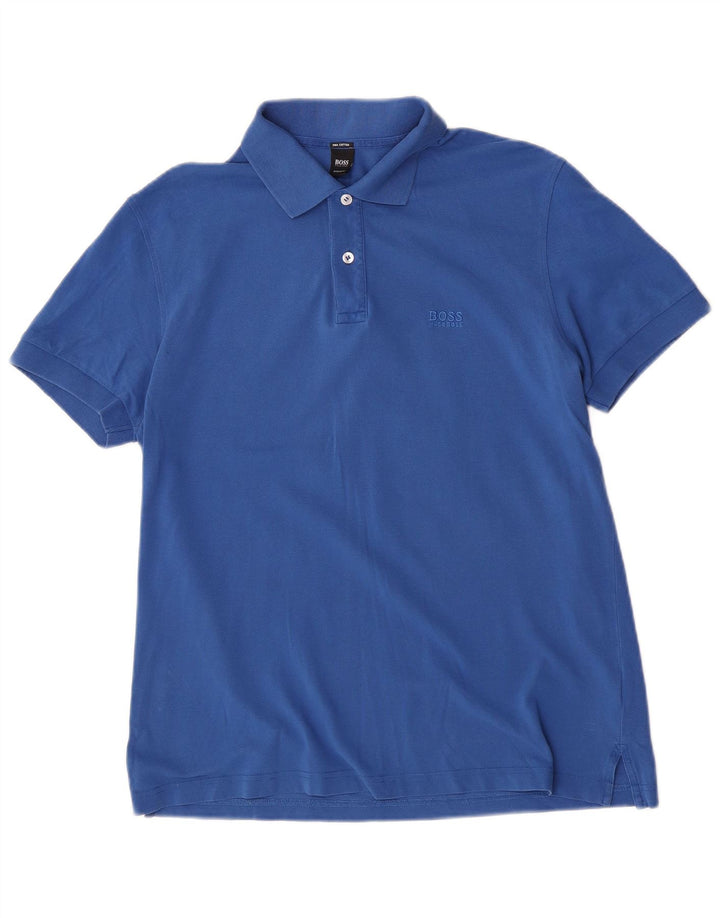 Hugo Boss Mens Regular Fit Polo Shirt Large Blue Cotton