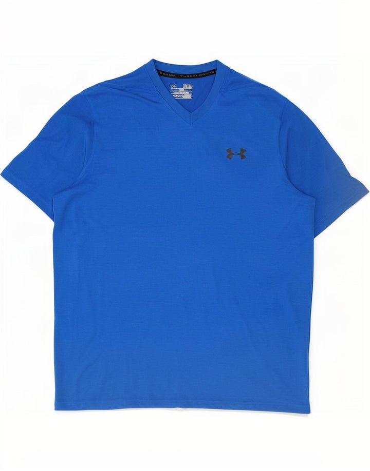 Under Armour Mens Heat Gear T-Shirt Top Medium Blue Polyester