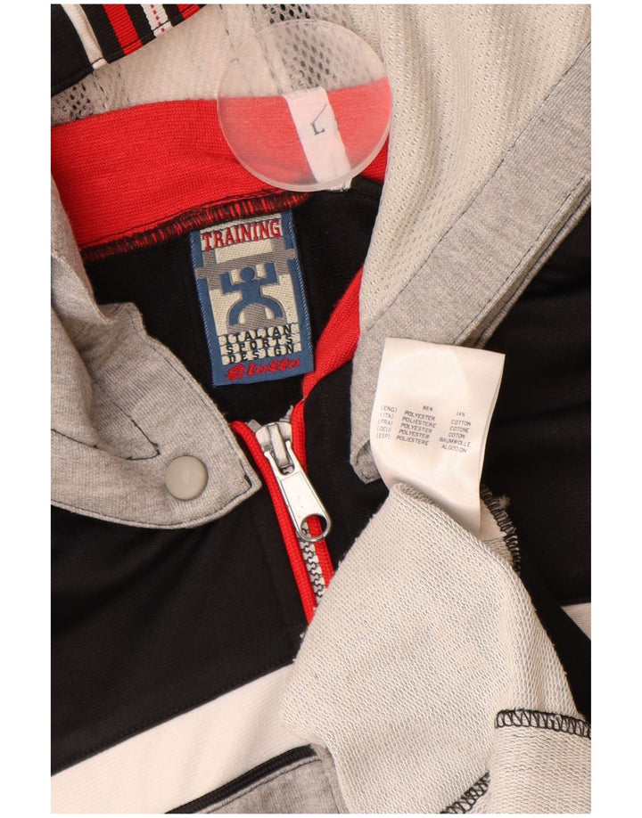 LOTTO Mens Graphic Hooded Tracksuit Top Jacket Large Grey Colourblock