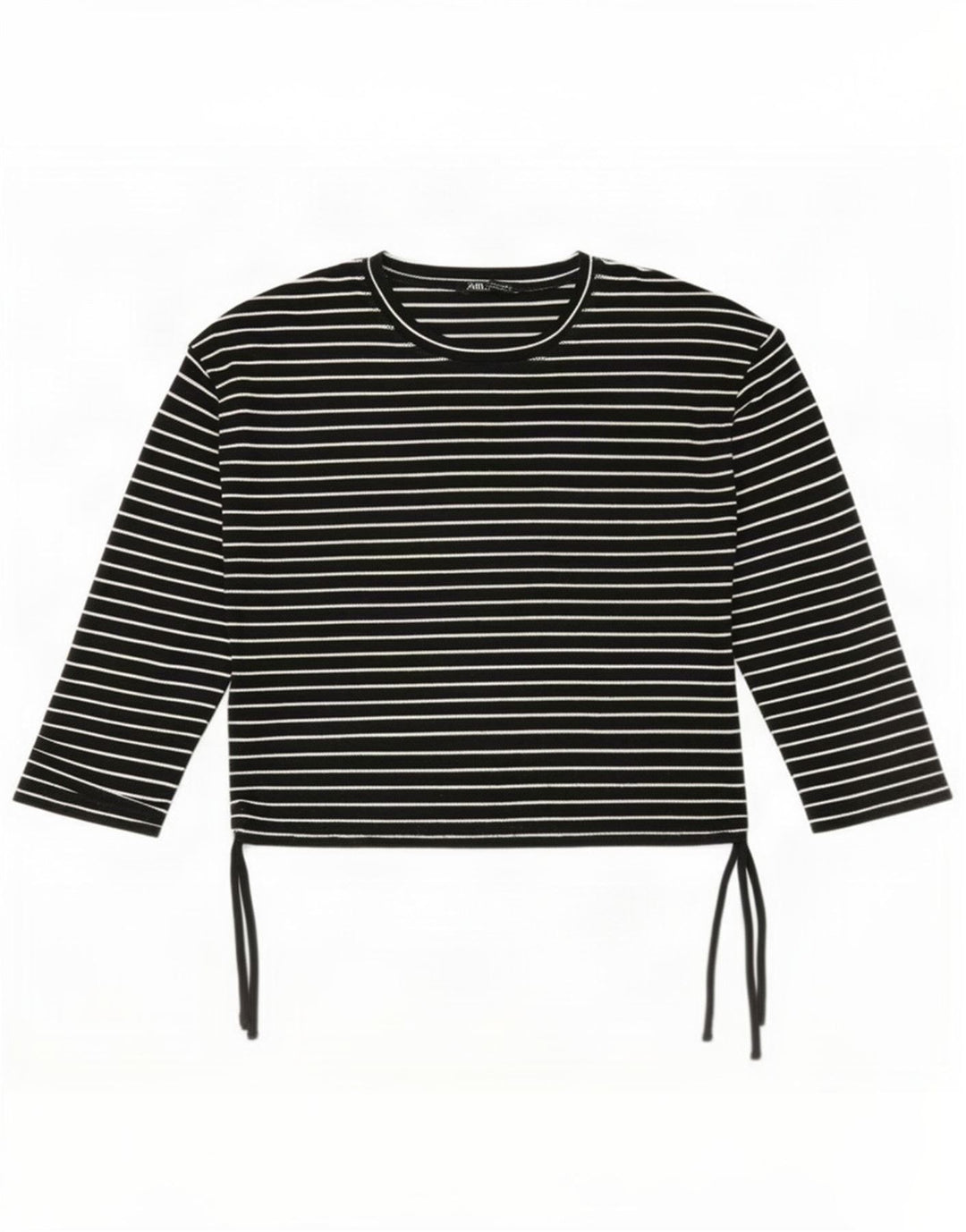 Zara Womens Top Long Sleeve UK 16 Large Black Pinstripe Polyester