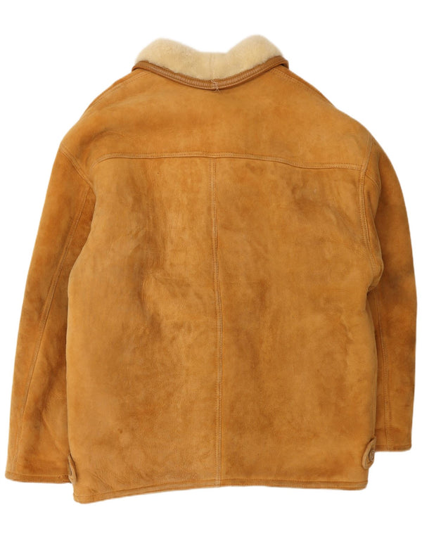 Vintage Mens Shearling Jacket IT 52 XL Brown Shearling