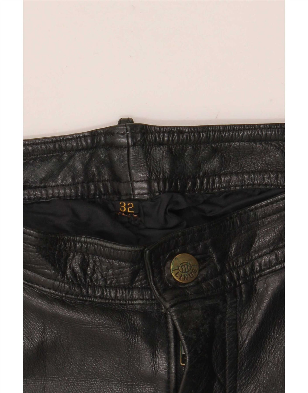 Linus Mens Leather Biker Trousers W32 L30 Black