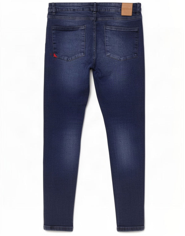 11 Degrees Womens Distressed Skinny Jeans W34 L30 Navy Blue Cotton