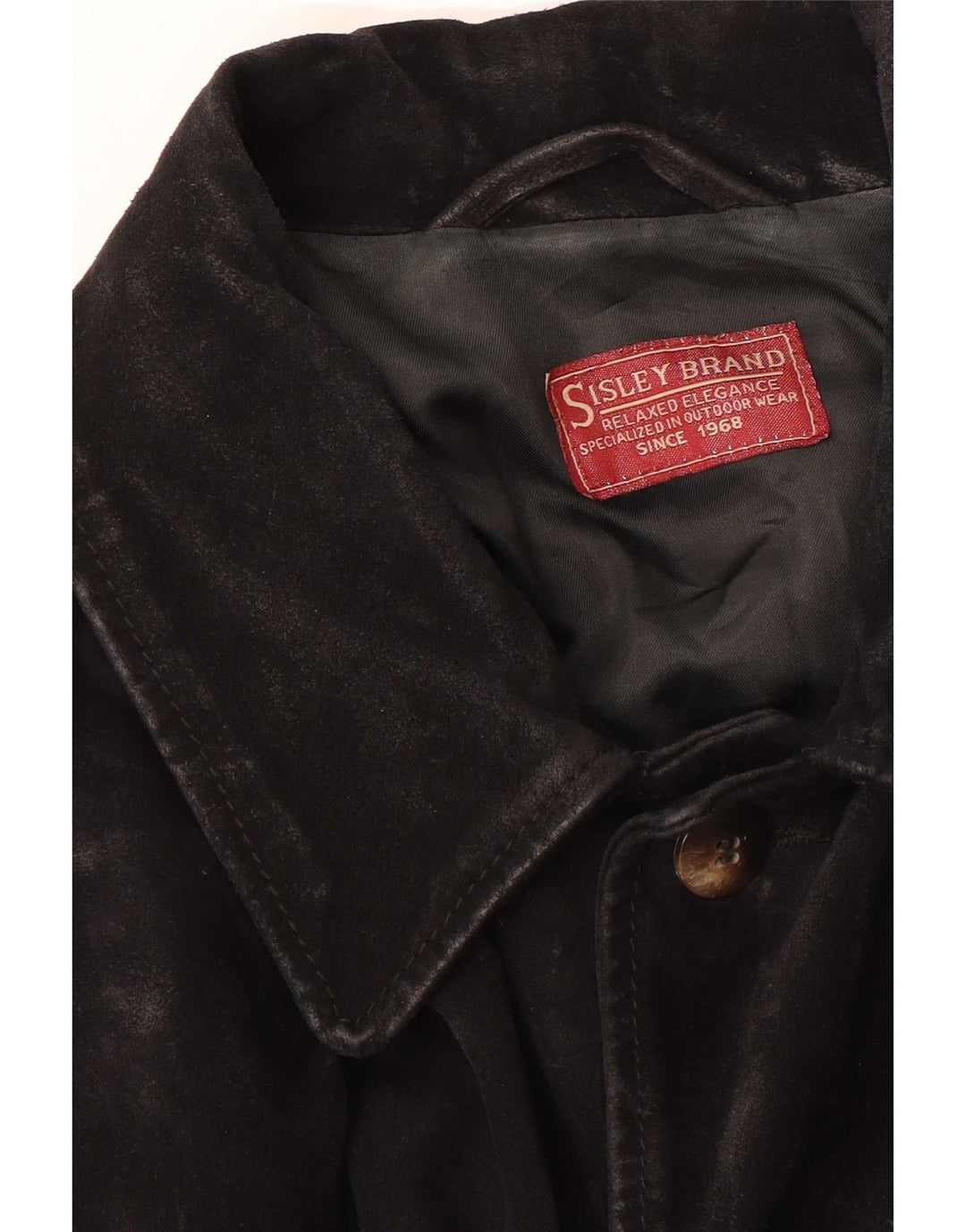 Sisley Mens Suede Jacket UK 38 Medium Black Leather