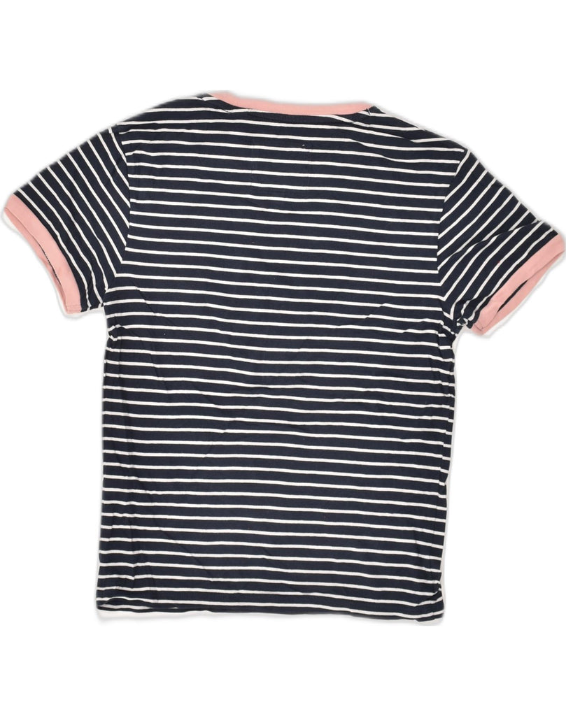 JACK WILLS Womens Graphic T-Shirt Top UK 8 Small Navy Blue Striped Cotton | Vintage Jack Wills | Thrift | Second-Hand Jack Wills | Used Clothing | Messina Hembry 