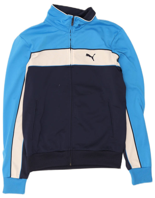 Puma Mens Tracksuit Top Jacket Small Navy Blue Colourblock Polyester