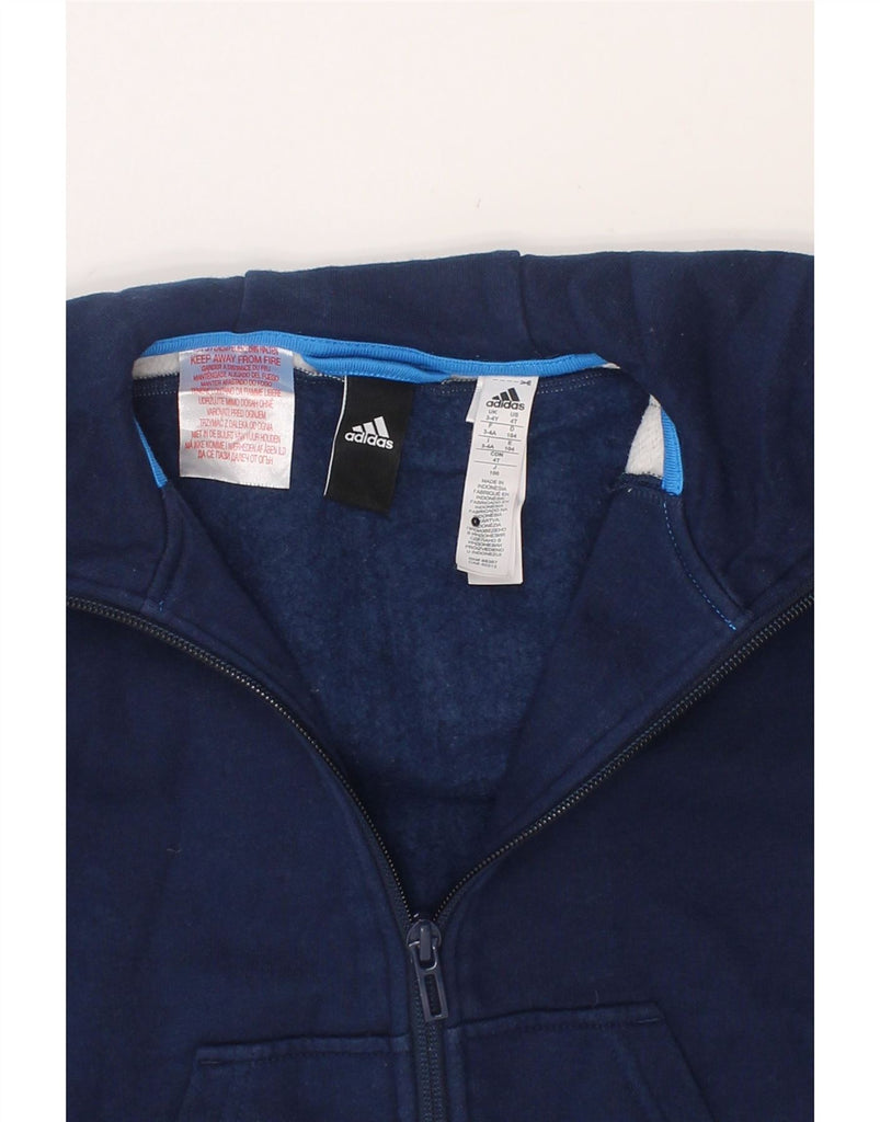 ADIDAS Boys Zip Hoodie Sweater 3-4 Years Navy Blue Colourblock Cotton Vintage Adidas and Second-Hand Adidas from Messina Hembry 