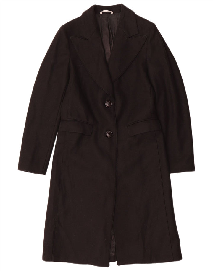 Stefanel Womens Overcoat IT 42 Medium Black Wool