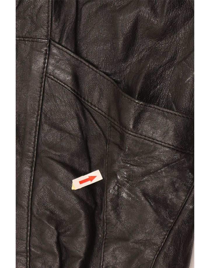 Vintage Womens Oversized Leather Jacket EU 50 XL Black