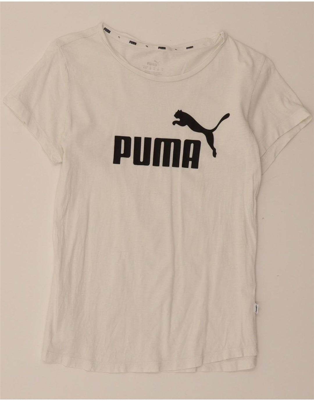 PUMA Womens Graphic T-Shirt Top UK 12 Medium White Vintage Puma and Second-Hand Puma from Messina Hembry 
