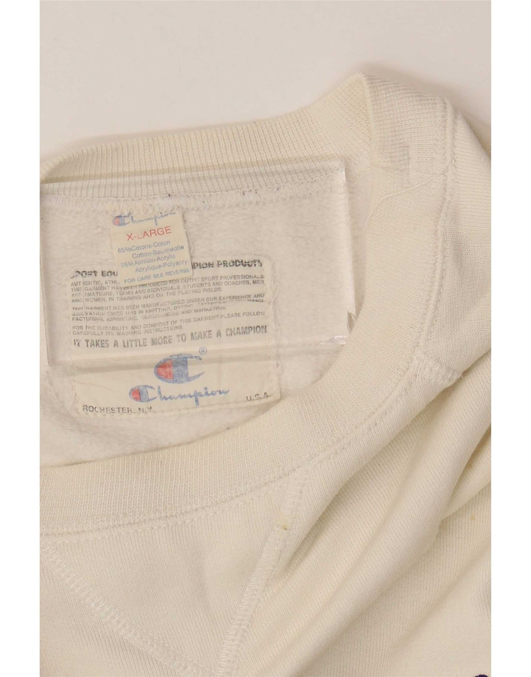 Champion Mens Graphic Sweatshirt Jumper XL White Cotton