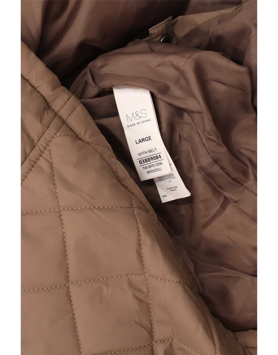 Marks & Spencer Womens Hooded Padded Coat UK 16 Large Brown Polyamide