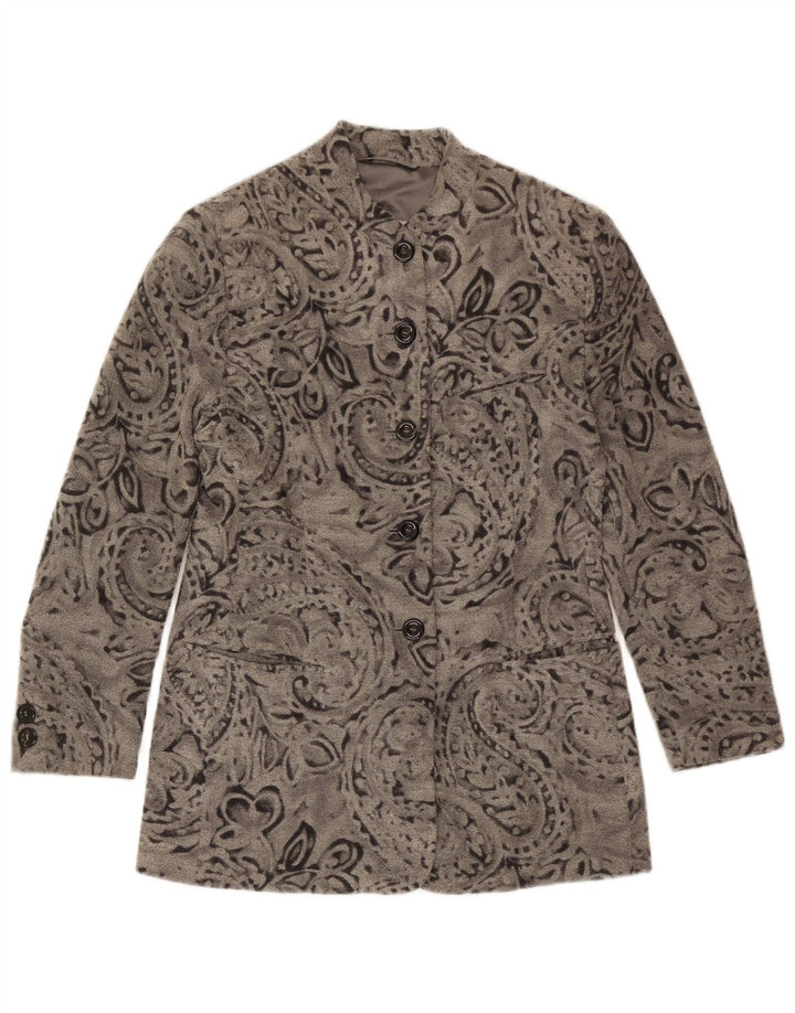 BOGNER Womens 5 Button Blazer Jacket US 10 Large Grey Paisley Wool