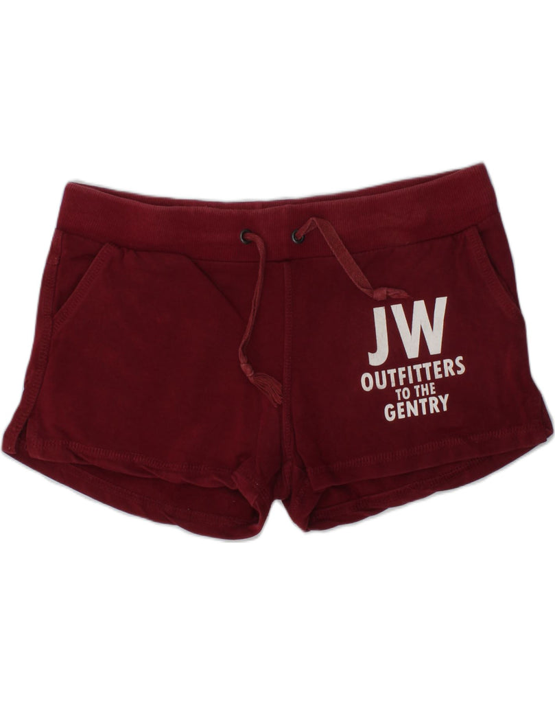 JACK WILLS Womens Graphic Sport Shorts UK 10 Small Maroon Cotton | Vintage Jack Wills | Thrift | Second-Hand Jack Wills | Used Clothing | Messina Hembry 