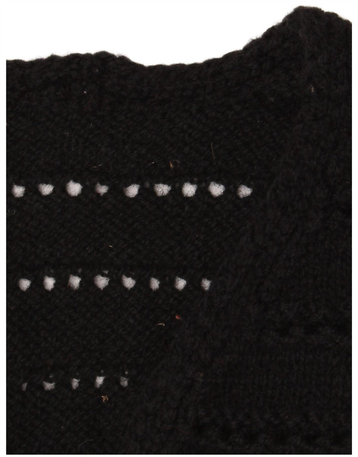 Vintage Womens Sleeveless Cardigan Sweater UK 12 Medium Black