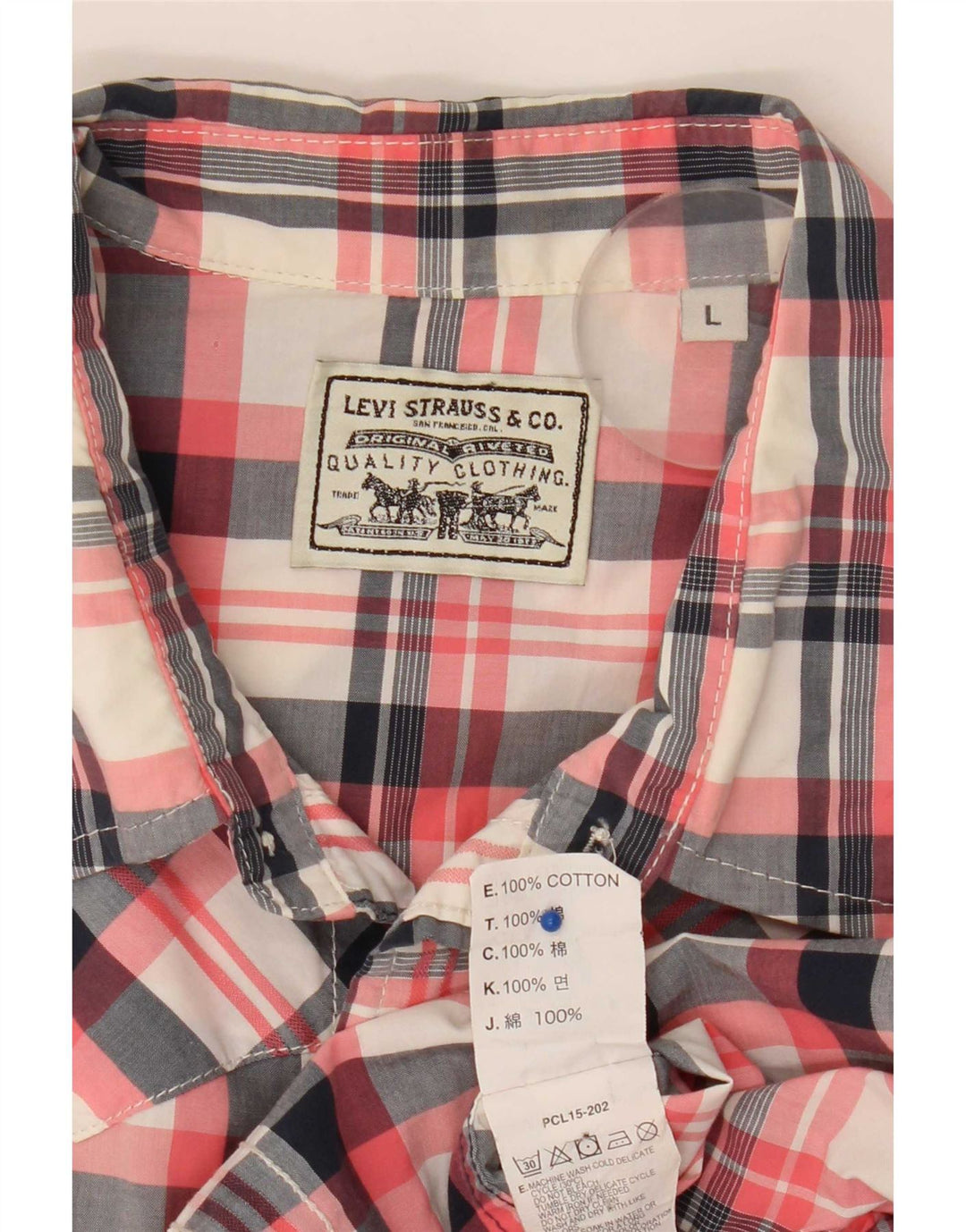 Levi's Mens Short Sleeve Shirt Large Multicoloured Check Cotton Western
