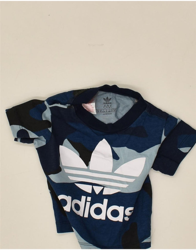 ADIDAS Baby Boys Graphic T-Shirt Top 3-6 Months Blue Camouflage Cotton | Vintage Adidas | Thrift | Second-Hand Adidas | Used Clothing | Messina Hembry 