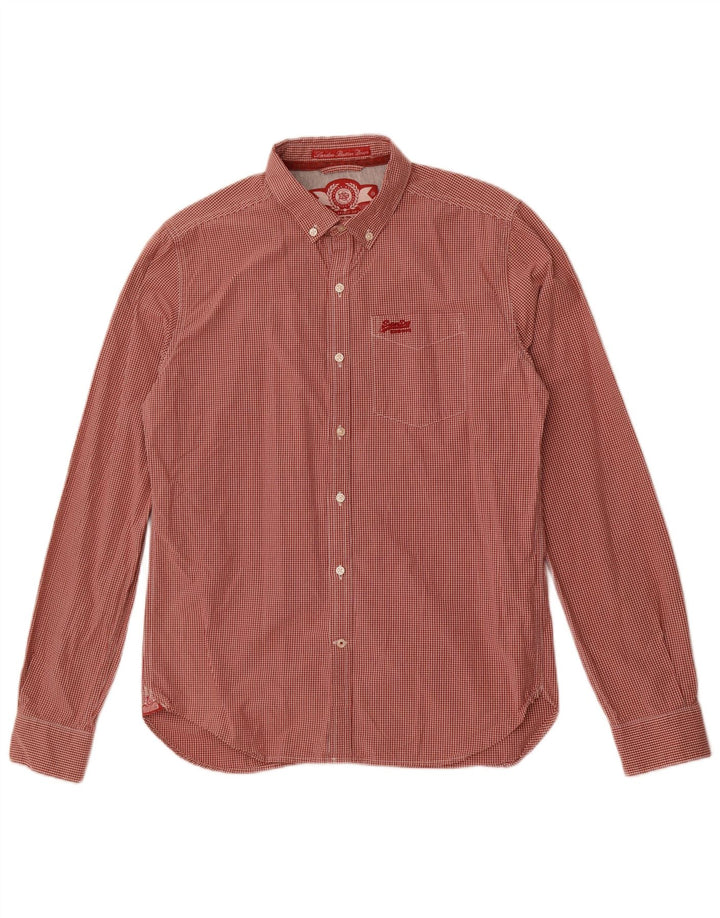 Superdry Mens Shirt Large Red Gingham Cotton