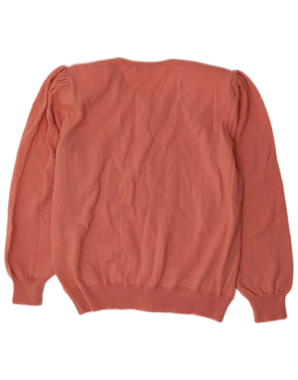 Vintage Womens Cardigan Sweater UK 16 Large Pink Wool