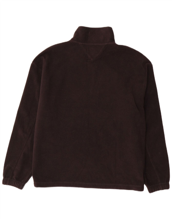TOMMY HILFIGER Mens Zip Neck Fleece Jumper XL Black Polyester