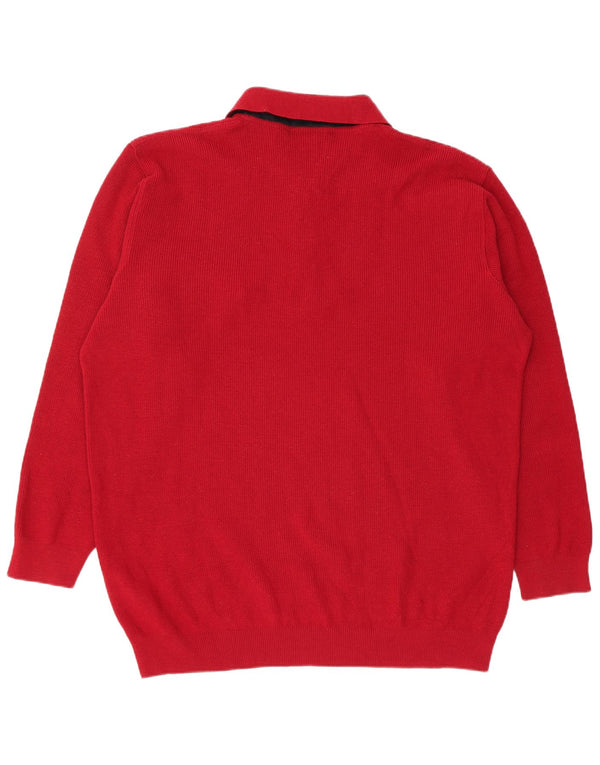 Navigare Mens Polo Neck Jumper Sweater 5XL Red Merino Wool