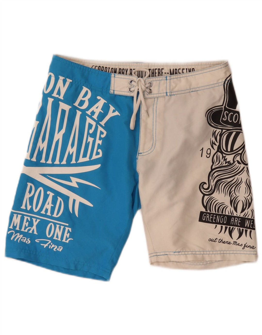 Scorpion Bay Mens Graphic Swimming Shorts Medium Blue Colourblock Polyester
