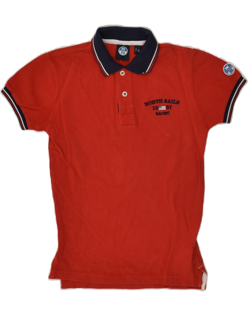 NORTH SAILS Boys Graphic Polo Shirt 7-8 Years Red Cotton | Vintage North Sails | Thrift | Second-Hand North Sails | Used Clothing | Messina Hembry 