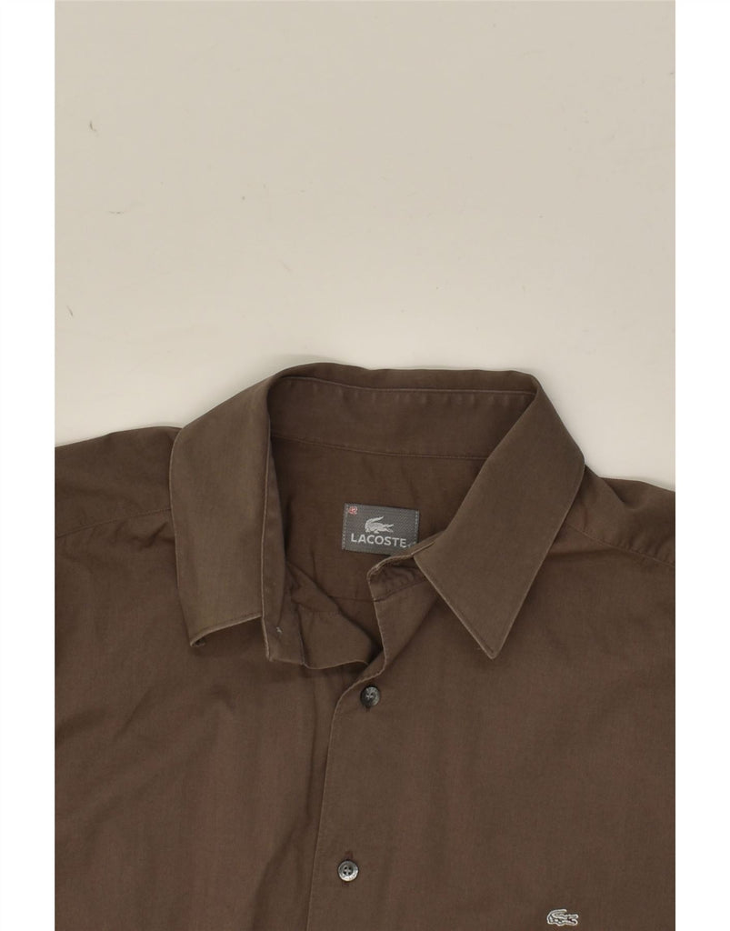 LACOSTE Mens Shirt Size 42 Large Brown Cotton | Vintage Lacoste | Thrift | Second-Hand Lacoste | Used Clothing | Messina Hembry 