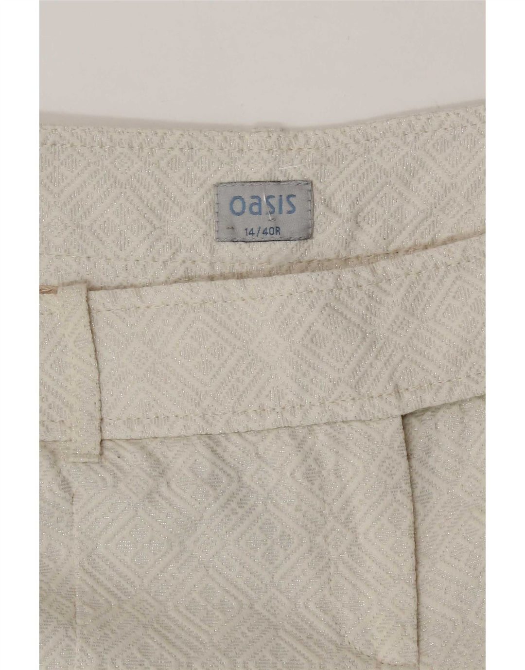 Oasis Womens Bermuda Shorts UK 14 Medium W32 White Geometric Cotton