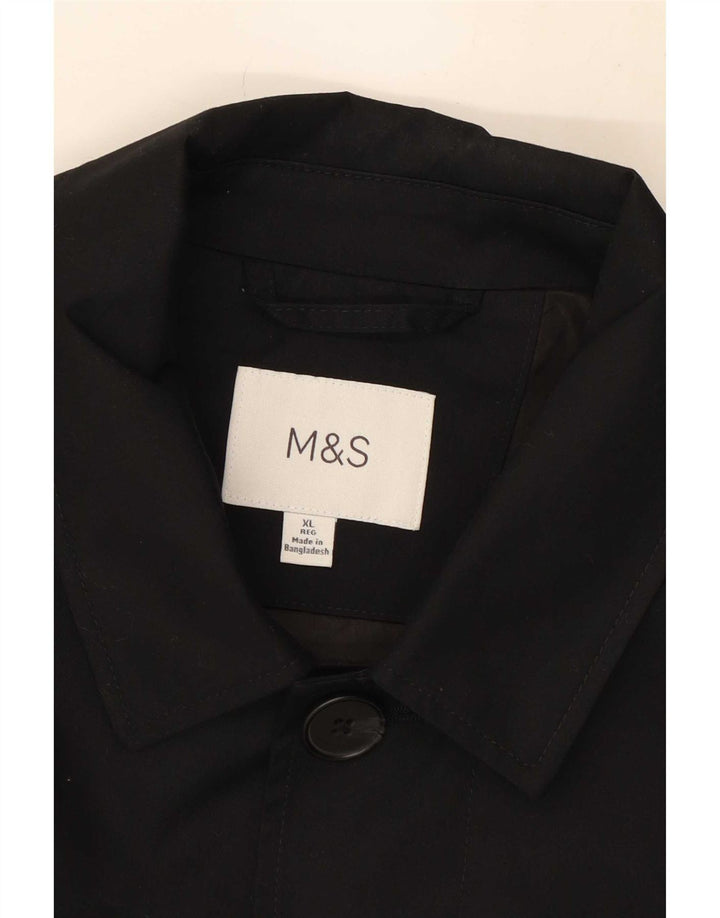 Marks & Spencer Mens Trench Coat UK 42 XL Black Polyester