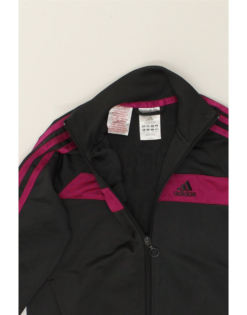 ADIDAS Girls Graphic Tracksuit Top Jacket 9-10 Years Black Colourblock | Vintage Adidas | Thrift | Second-Hand Adidas | Used Clothing | Messina Hembry 