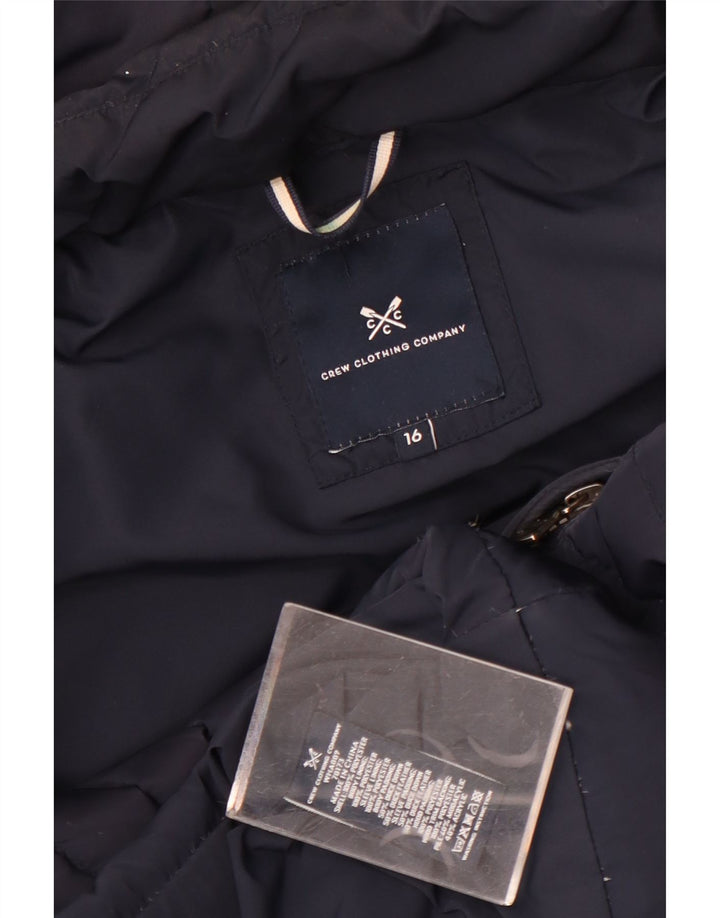 Crew Clothing Womens Hooded Padded Jacket UK 16 Large Navy Blue Polyester