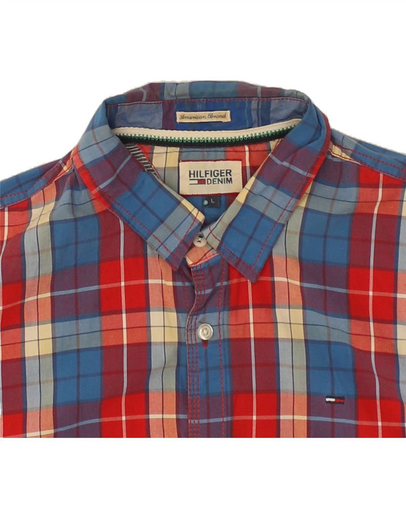 TOMMY HILFIGER Mens Shirt Large Multicoloured Check Cotton | Vintage Tommy Hilfiger | Thrift | Second-Hand Tommy Hilfiger | Used Clothing | Messina Hembry 