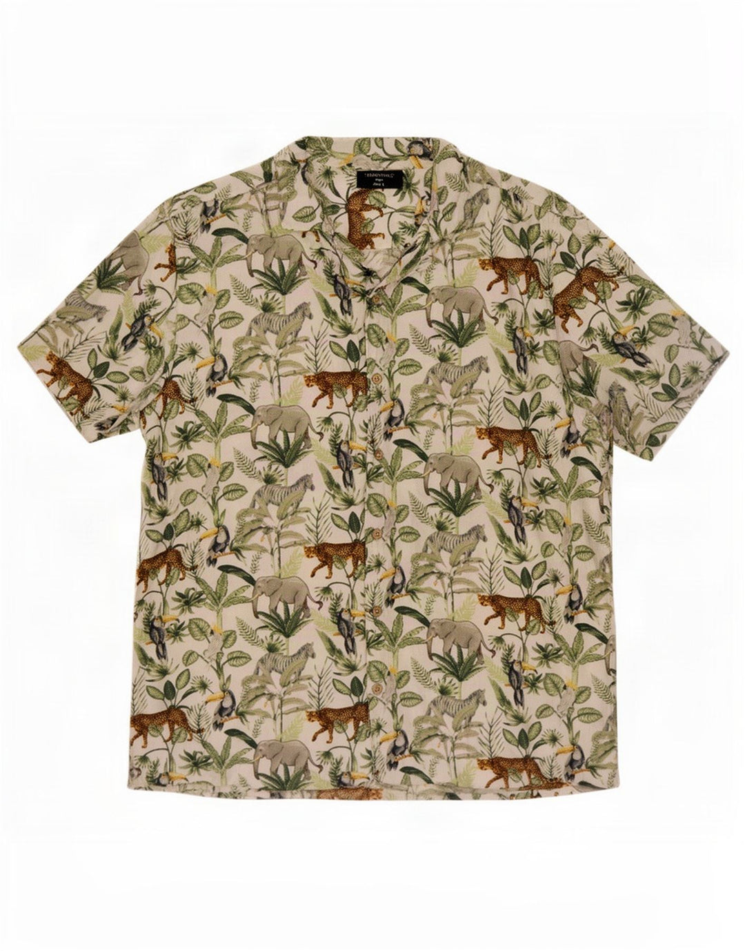 Tessentials Mens Jungle Short Sleeve Shirt Large Multicoloured Animal Print