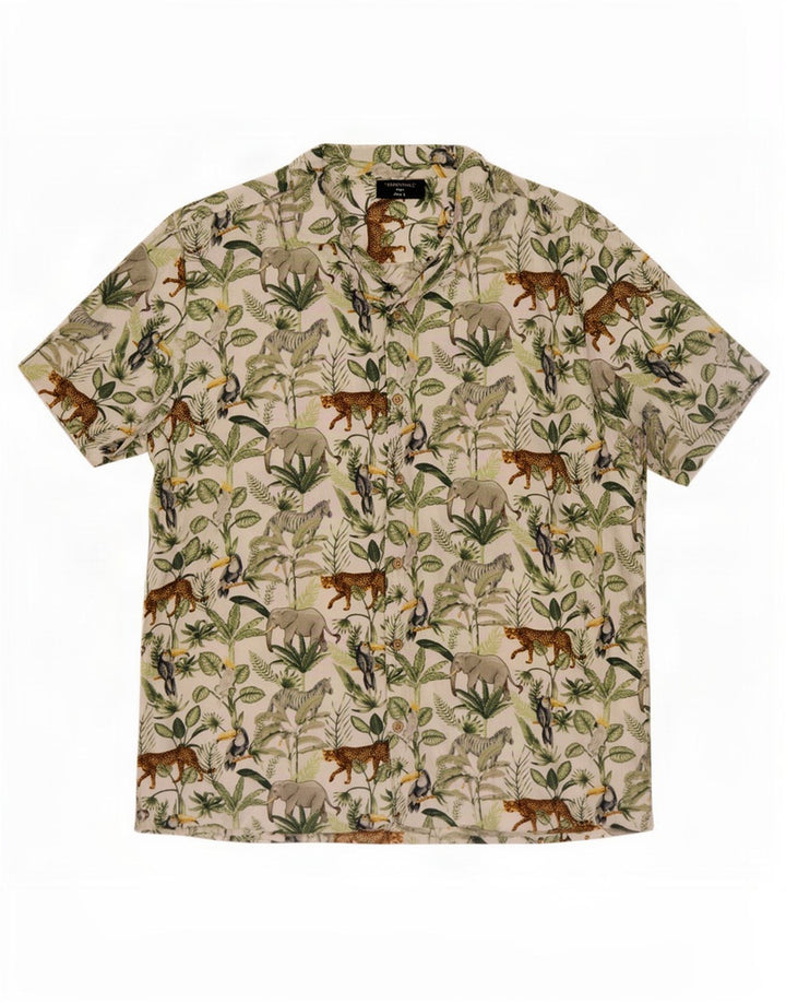 Tessentials Mens Jungle Short Sleeve Shirt Large Multicoloured Animal Print