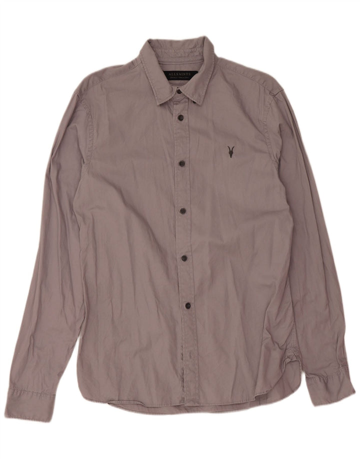 All Saints Mens Shirt Small Grey Cotton
