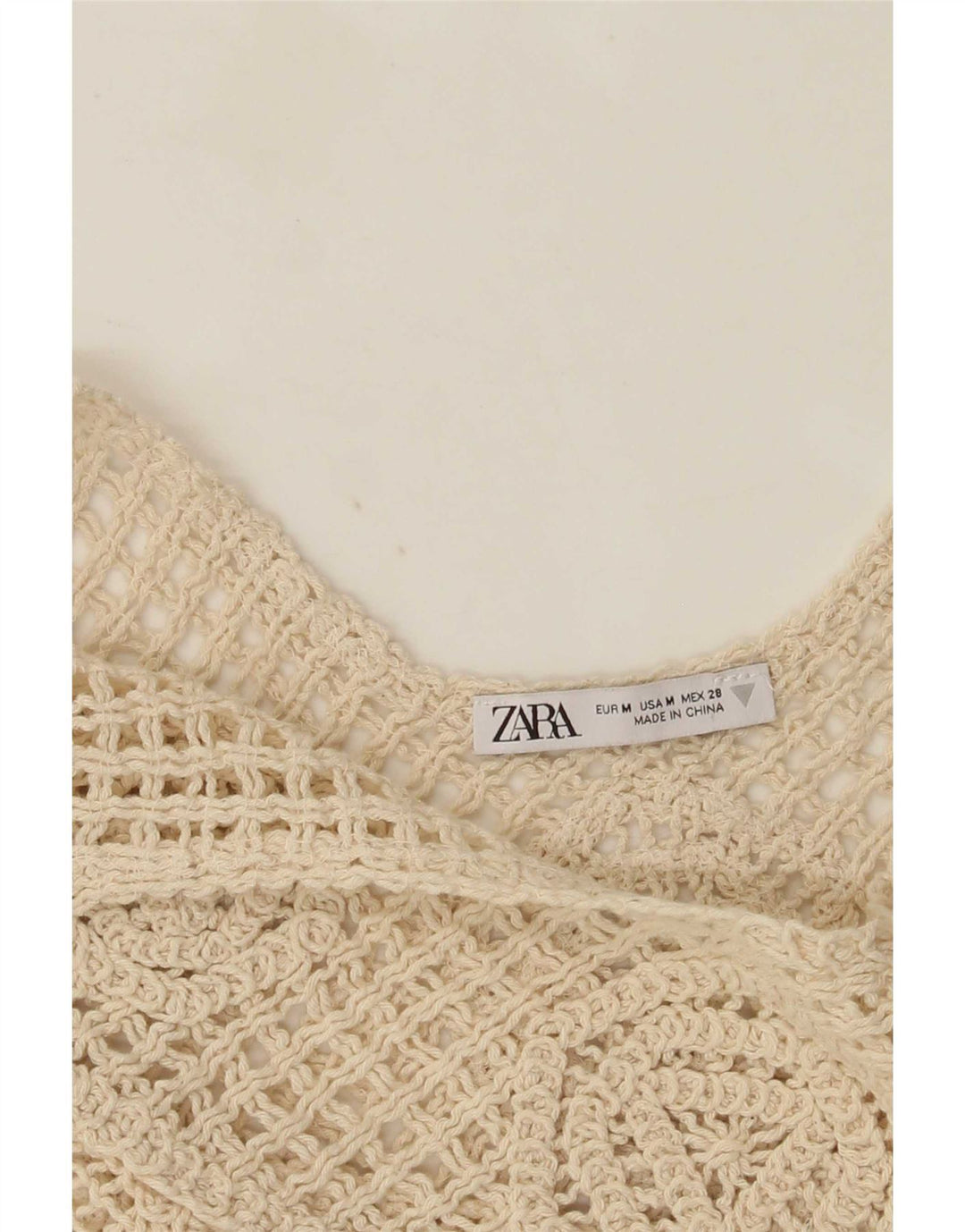 Zara Womens Crop Crochet Cami Top UK 12 Medium Beige