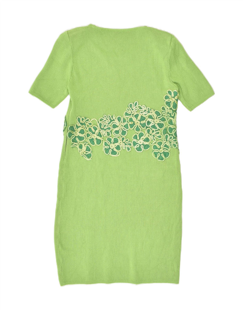 VINTAGE Womens Jumper Dress UK 10 Small Green Floral | Vintage Vintage | Thrift | Second-Hand Vintage | Used Clothing | Messina Hembry 